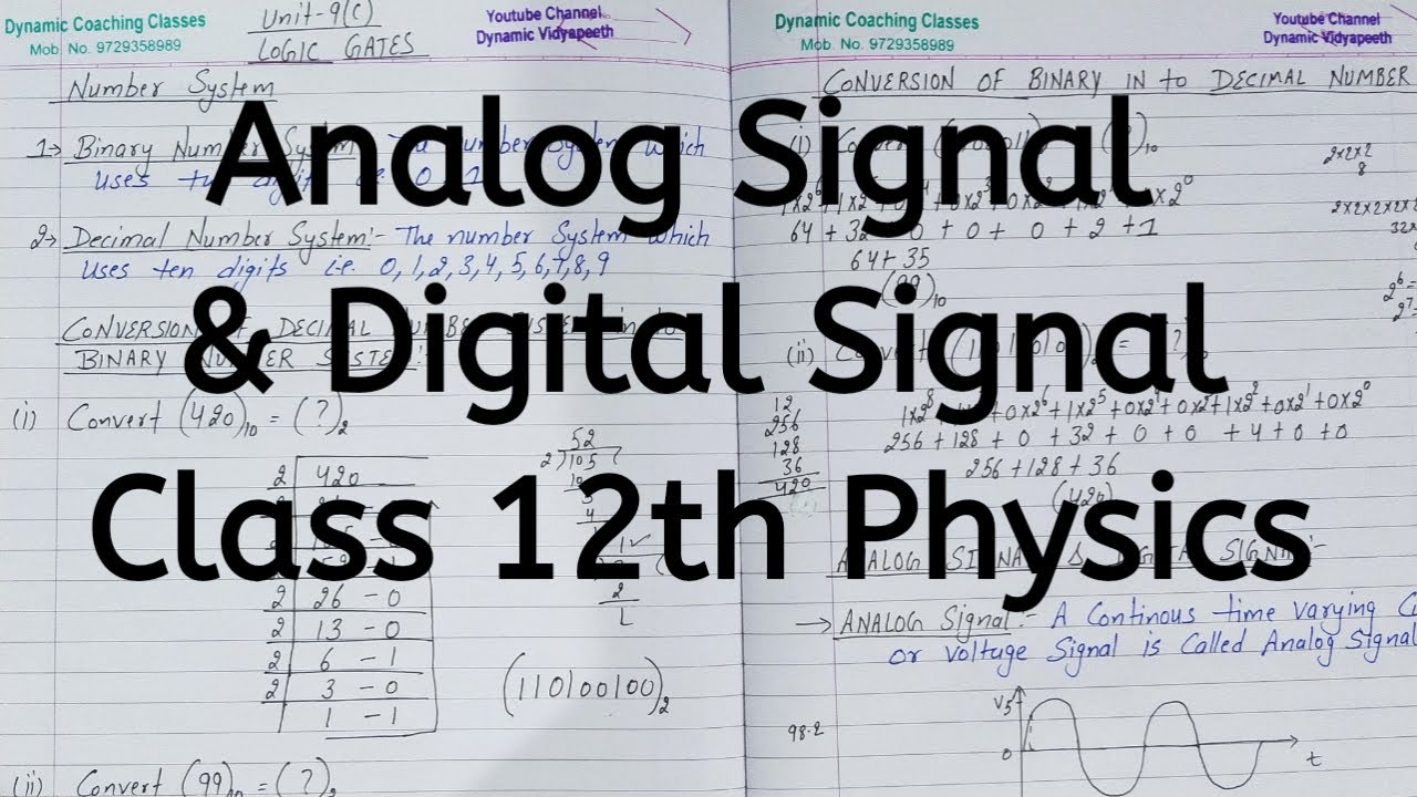 Analog Signal and Digital Signal, Chapter 14, Semiconductor Electronics, Class 12 Physics