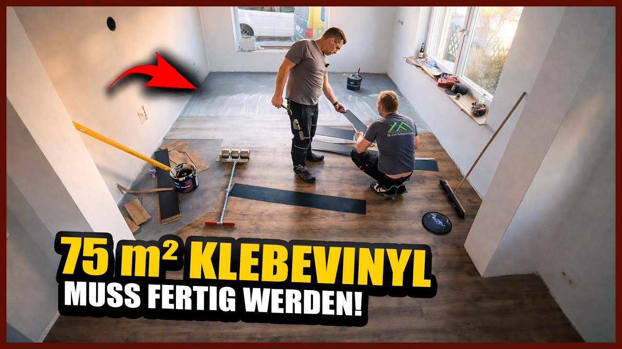 Es muss FERTIG WERDEN: Wir verlegen 75 m² KLEBEVINYL im KOMPLETTEN Erdgeschoss | Home Build Solution