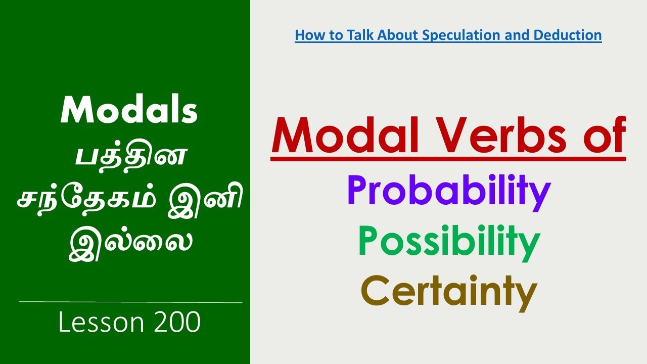 MODALS OF POSSIBILITY, PROBABILITY, and CERTAINTY | Learn English Through Tamil