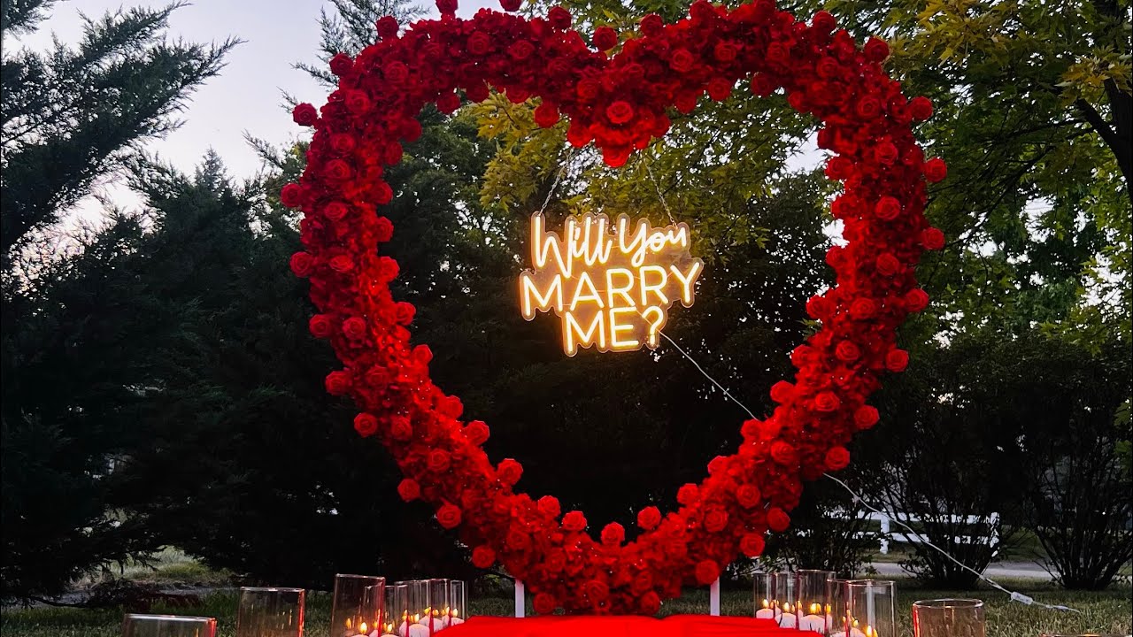 Luxury Heart Shaped Floral Arrangement Arch Backdrop | Proposal + Wedding Decor