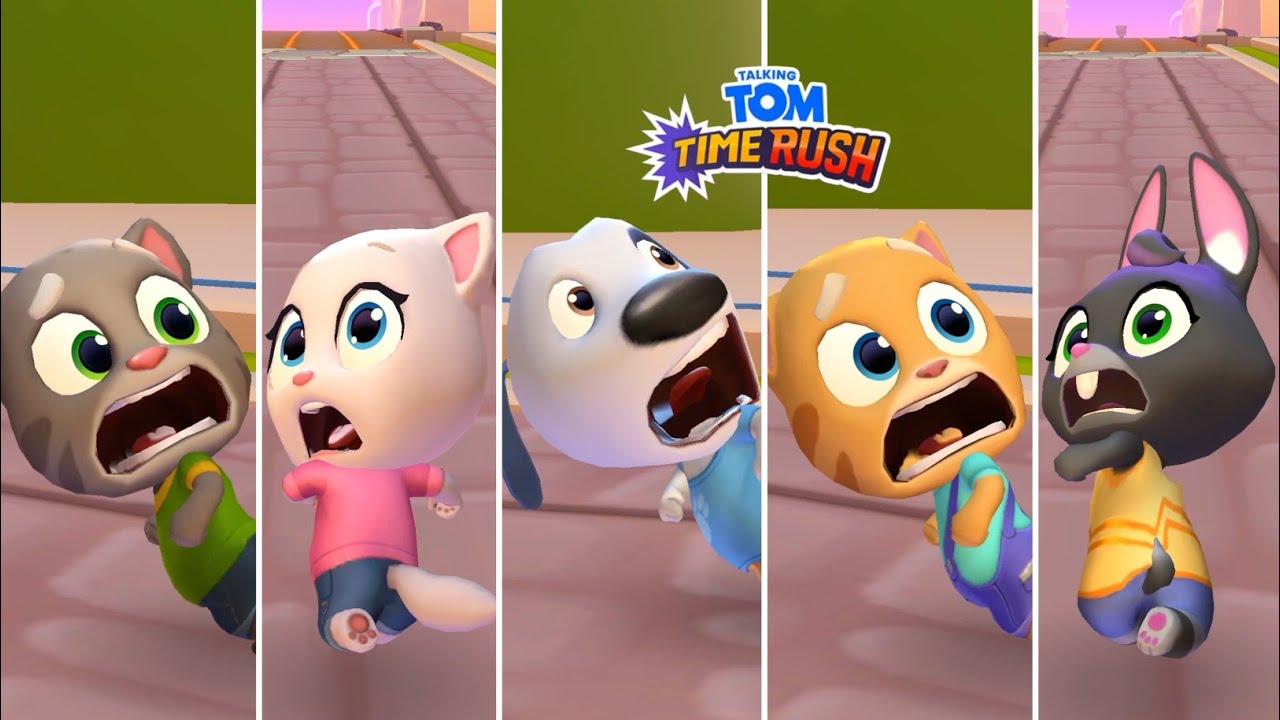 Talking Tom Time Rush All Characters vs Volcano Chase Android Gameplay - Tom,Angela,Hank, Ginger,Ben