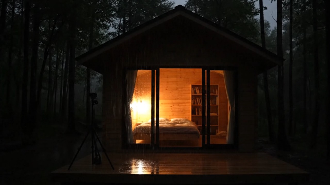 Cozy Cabin in Dark Forest Rain 🌧️ Soft Rain Sounds for Sleeping, Studying & Anxiety Relief