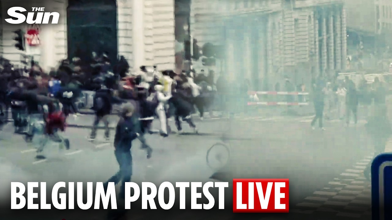 LIVE: Tear gas is deployed at a protest in Belgium by teachers and students