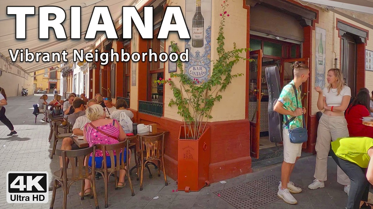 🍻Midday Walk in Beautiful Triana Seville 💃4K UHD Virtual Walking Tour Spain
