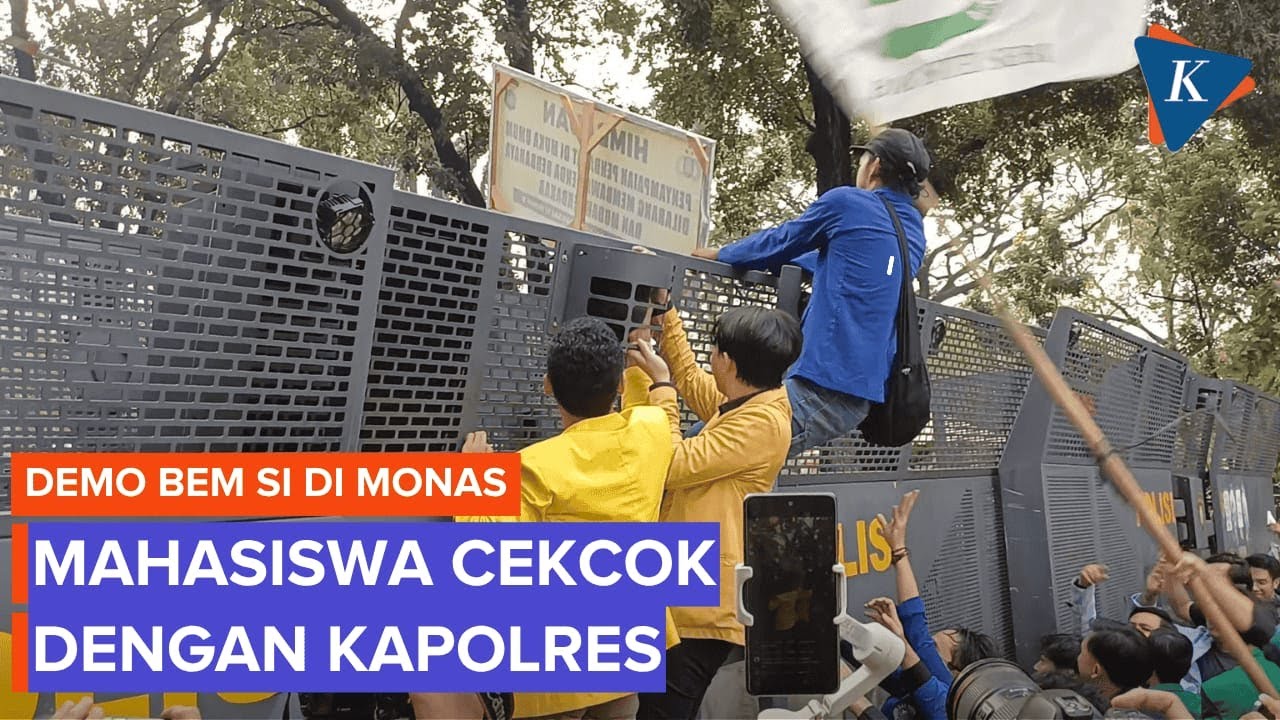 Demo BEM SI di Monas Memanas, Massa Cekcok dengan Kapolres dan Dorong Barikade