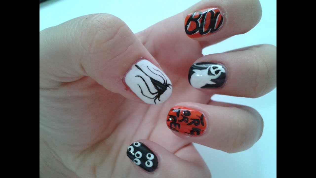 1.Halloween:  Trick or Treat Nails tutorial