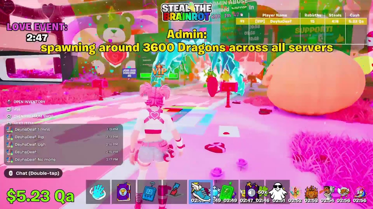 Fortnite Steal the brainrot admin abuse