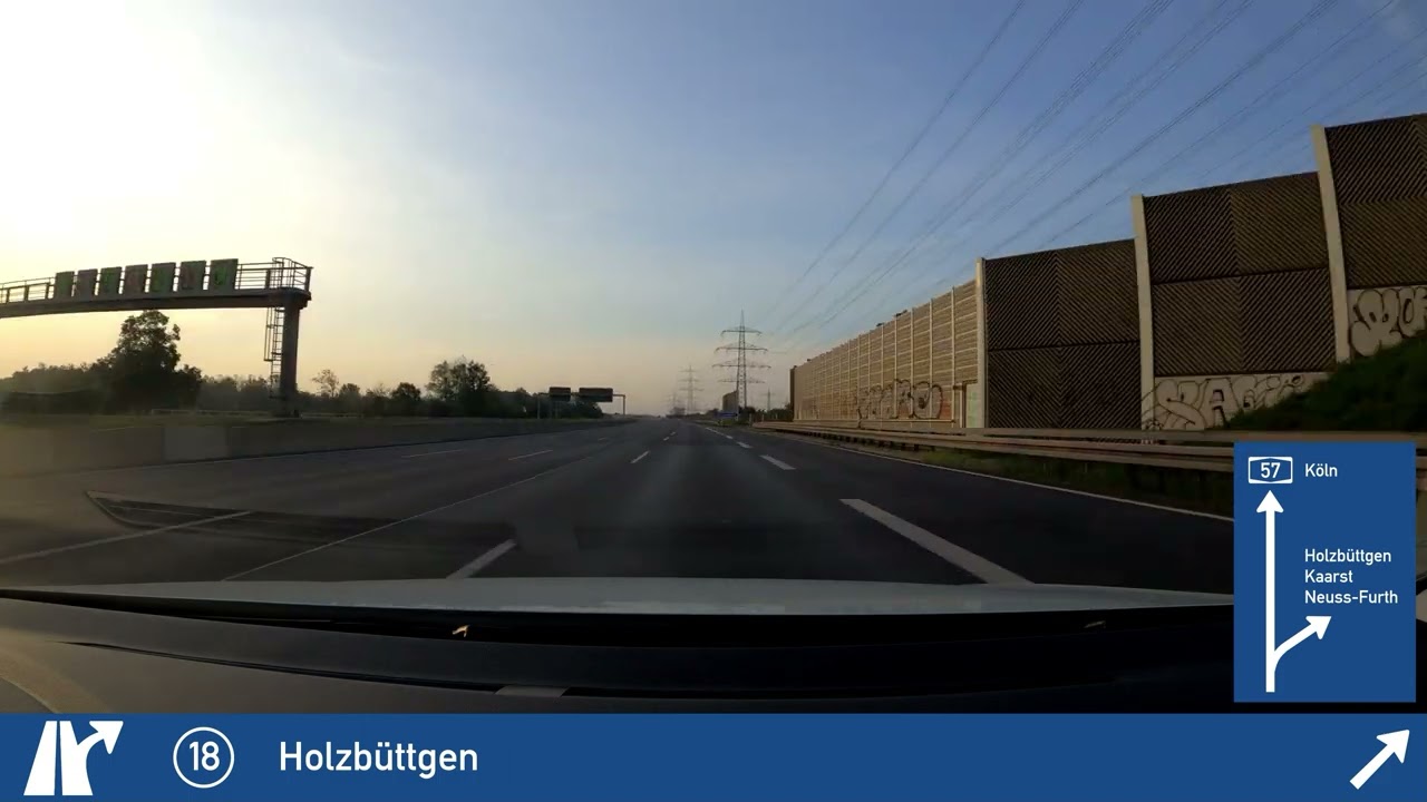 Autobahn A57: Moers - Köln