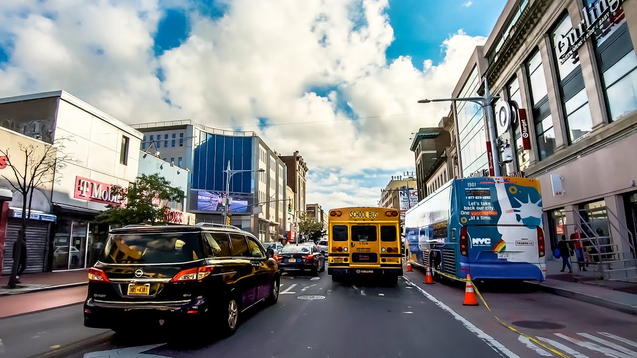 New York 4K🗽Driving around Queens (Jamaica NY)🗽USA Road Trip