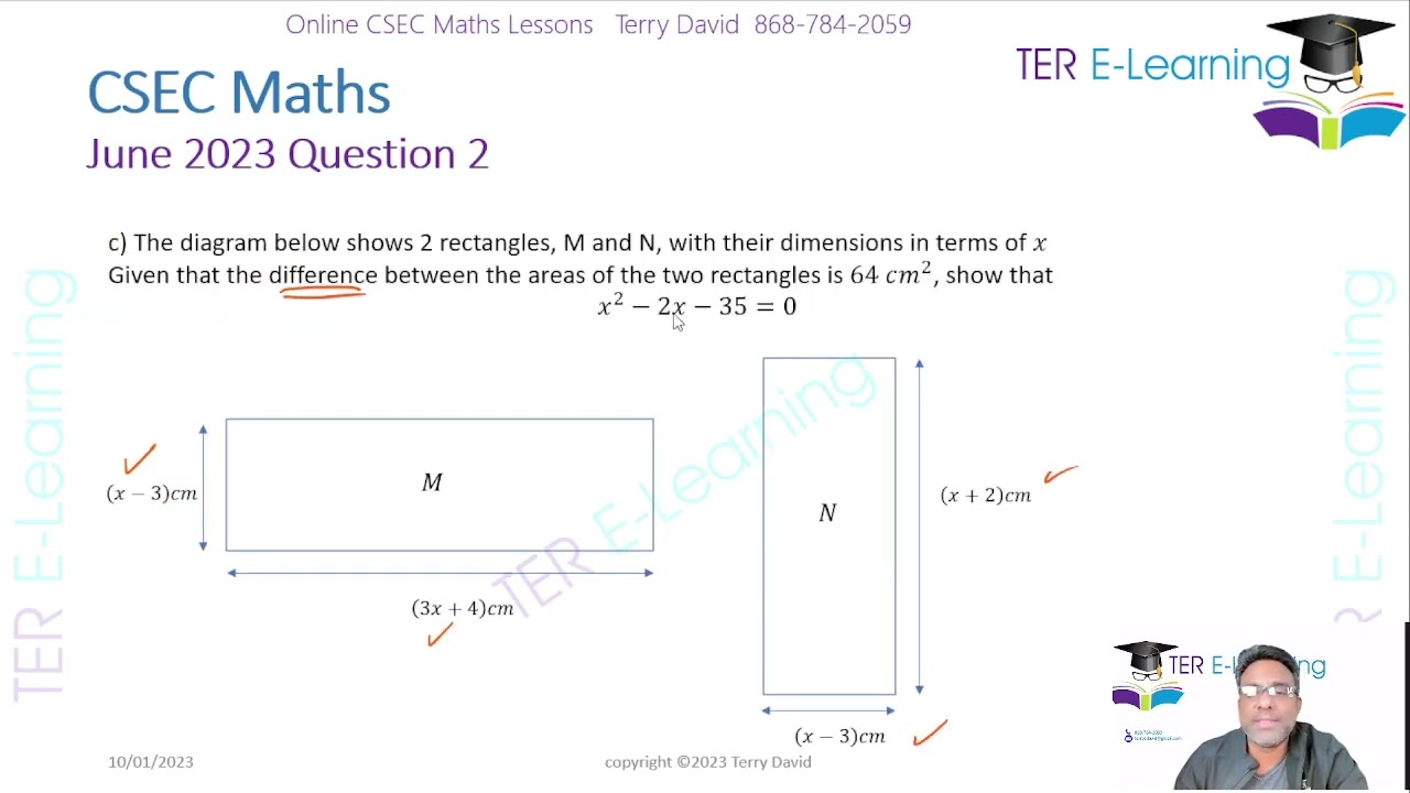 CSEC Maths - January 2023 Solutions (Terry David)