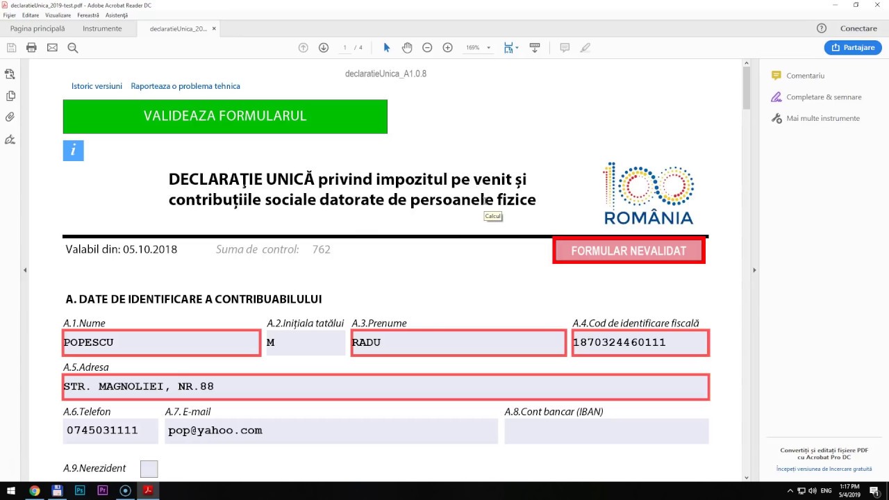 Completarea Declaratiei Unice si trimiterea prin Spatiul Virtual ANAF