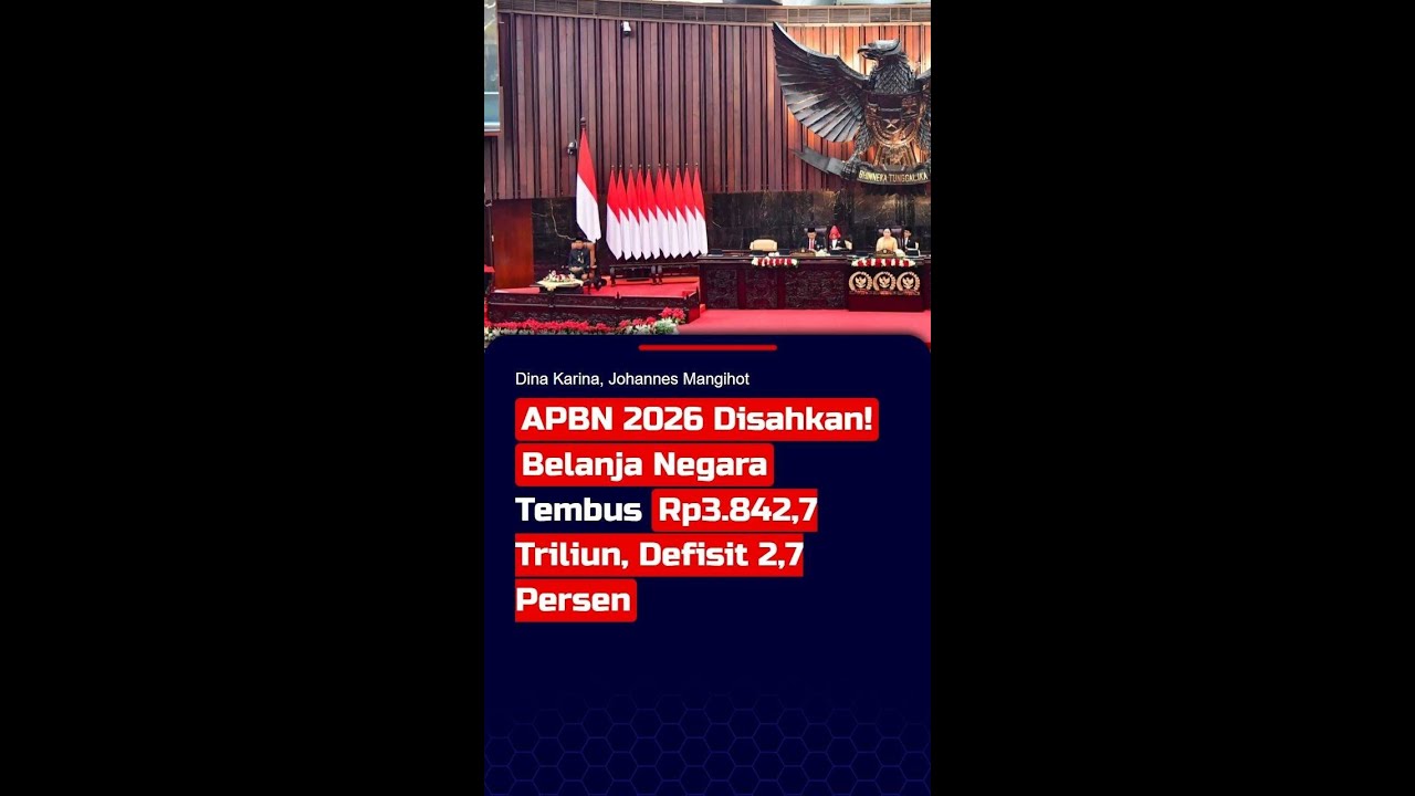 APBN 2026 Disahkan! Belanja Negara Tembus Rp3.842,7 Triliun, Defisit 2,7 Persen #short