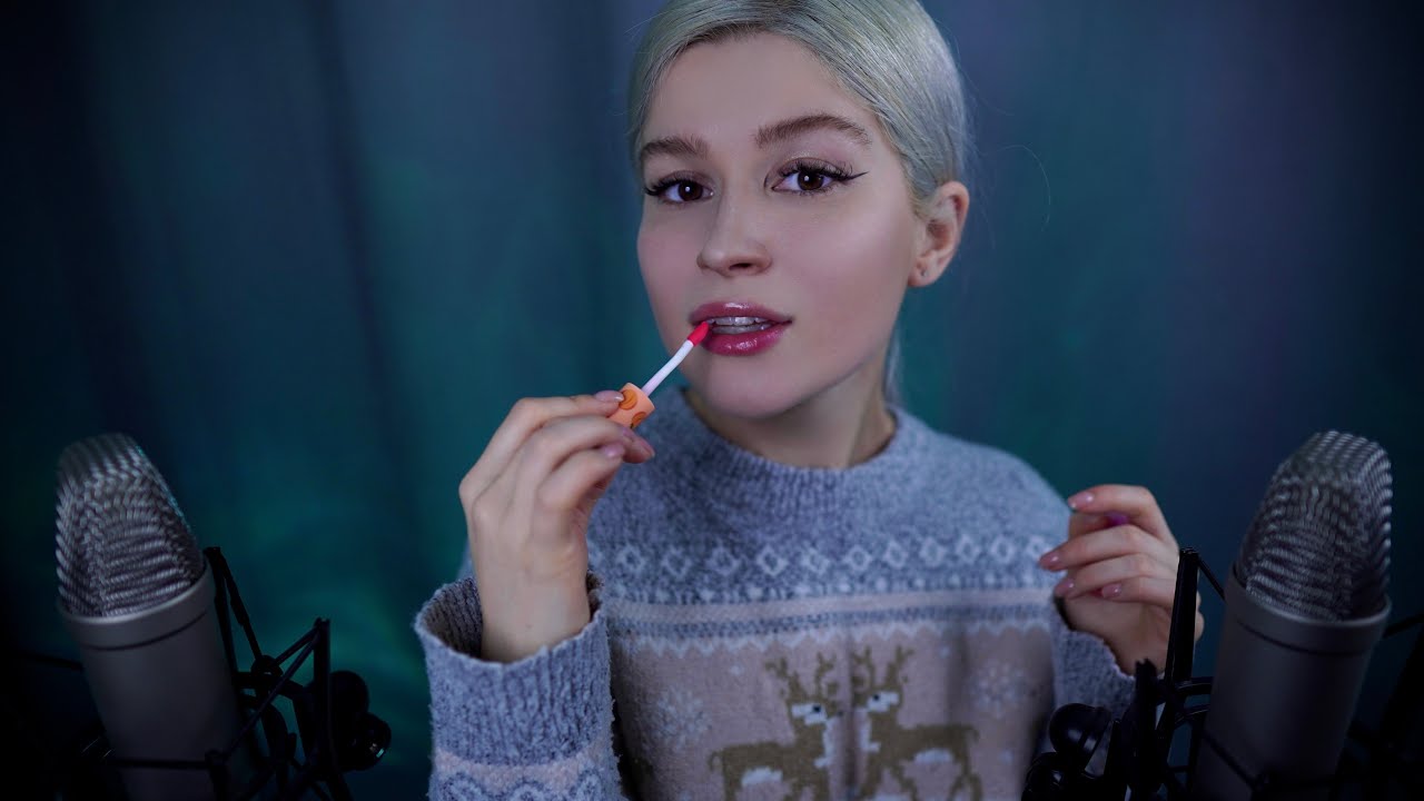 100 layers of lipgloss 💄ASMR sticky mouth sounds from ear to ear, counting, whispers for sleep