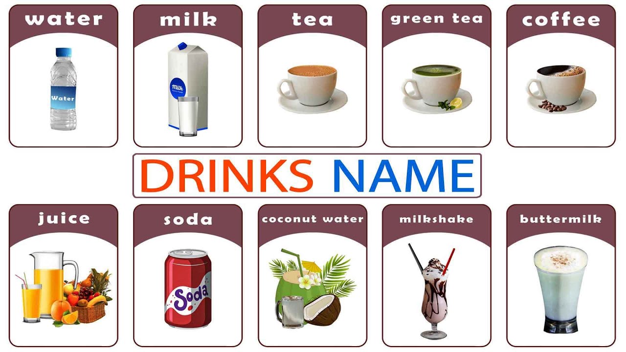 Drinks Name in English | Drinks Name With Spelling | Drinks Name With Pictures | Drinks Name