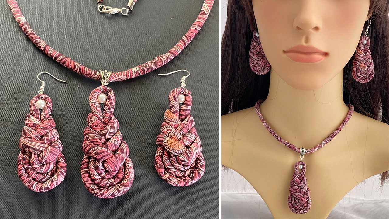 Easy 🌹 DIY Beautiful Liberty Fabric Knotted Necklace & Earrings | Colar e Brincos | हार और बालियां