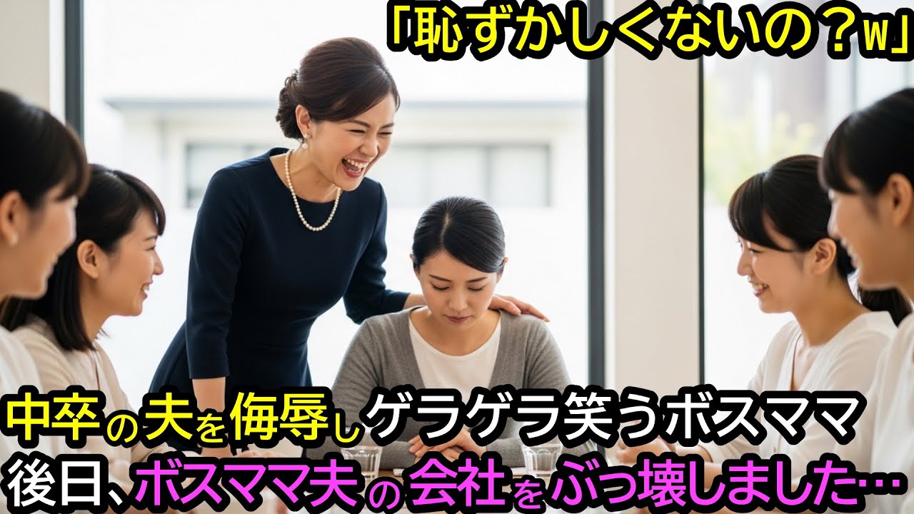 「恥ずかしくないの？w」中卒の夫を侮辱しゲラゲラ笑うボスママ。後日、ボスママ夫の会社をぶっ壊しました…！
