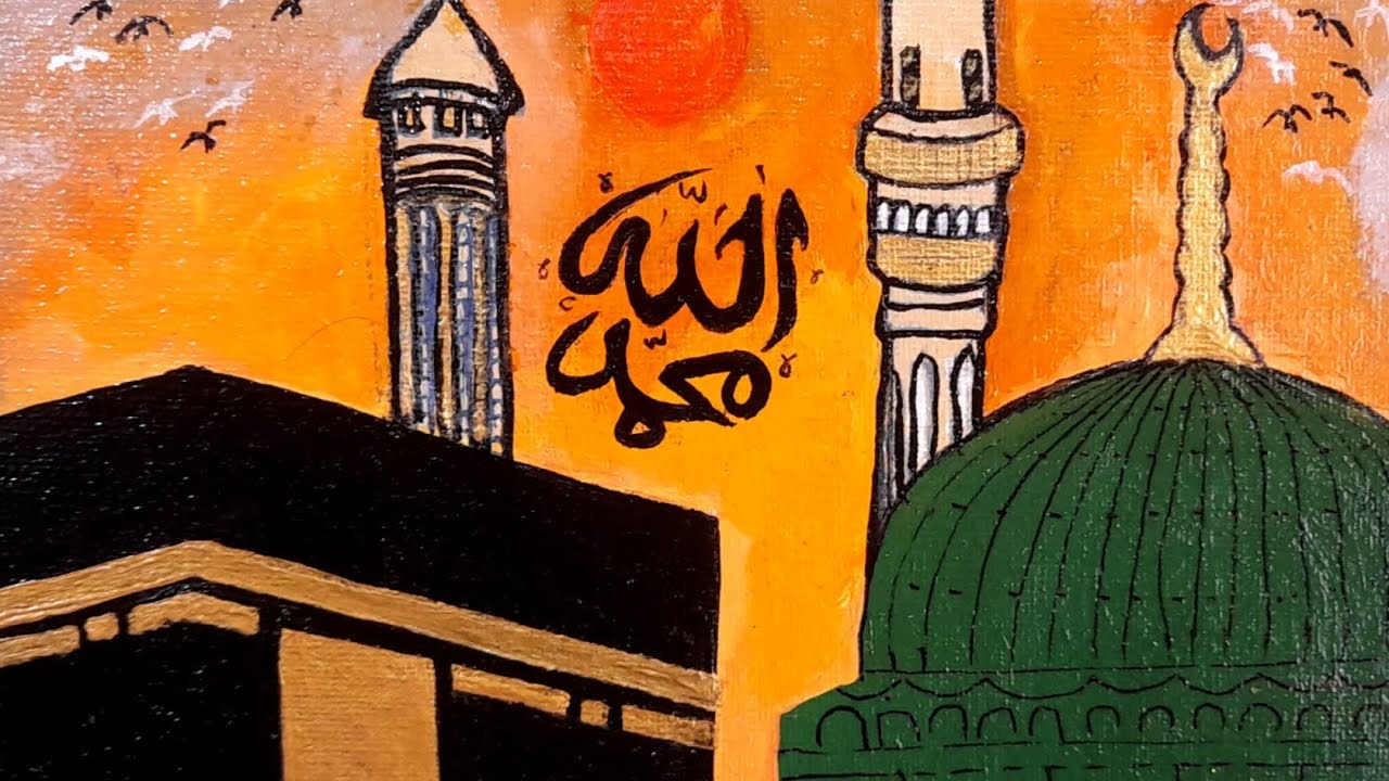 #sunset,Holy makkah,Madhina#painting 
