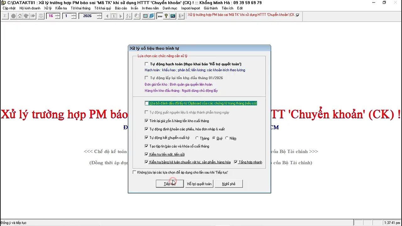 Hướng dẫn kế toán xử lý trường hợp PM báo sai 'Mã TK' khi sử dụng hình thức TT 'Chuyển khoản' (CK) !