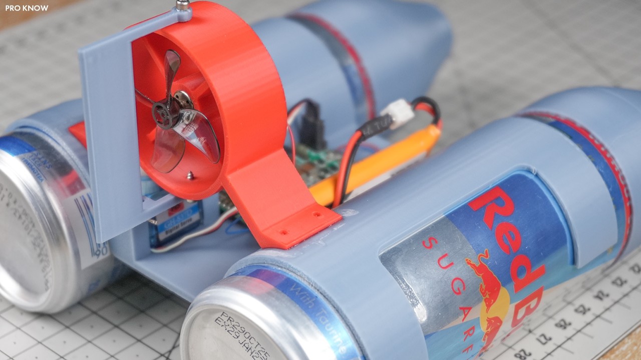 Turning a Red Bull Trash Can Into an RC Boat! (Crazy DIY Project)