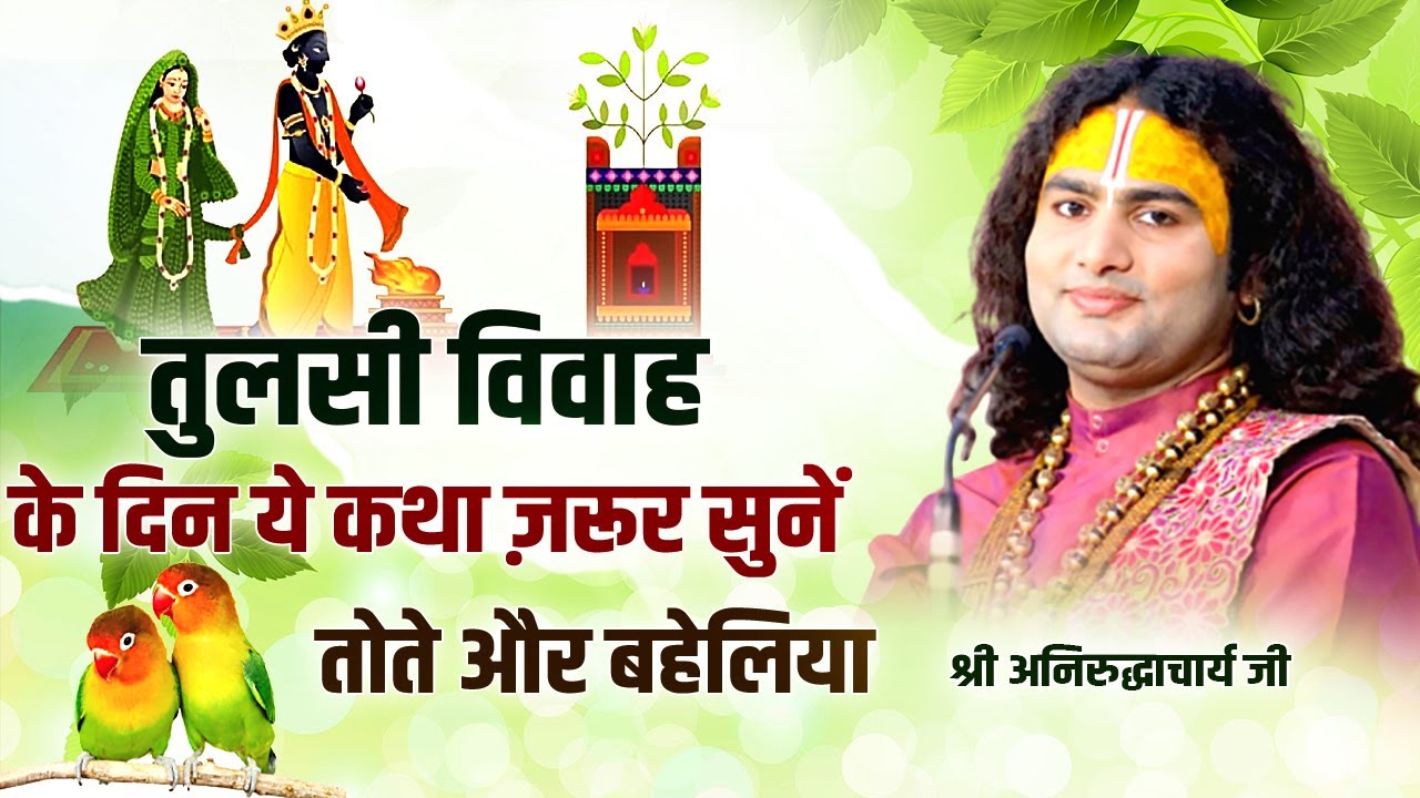 तुलसी विवाह के दिन ये कथा ज़रूर सुनें । तोते और बहेलिया । श्री अनिरुद्धाचार्य जी महाराज