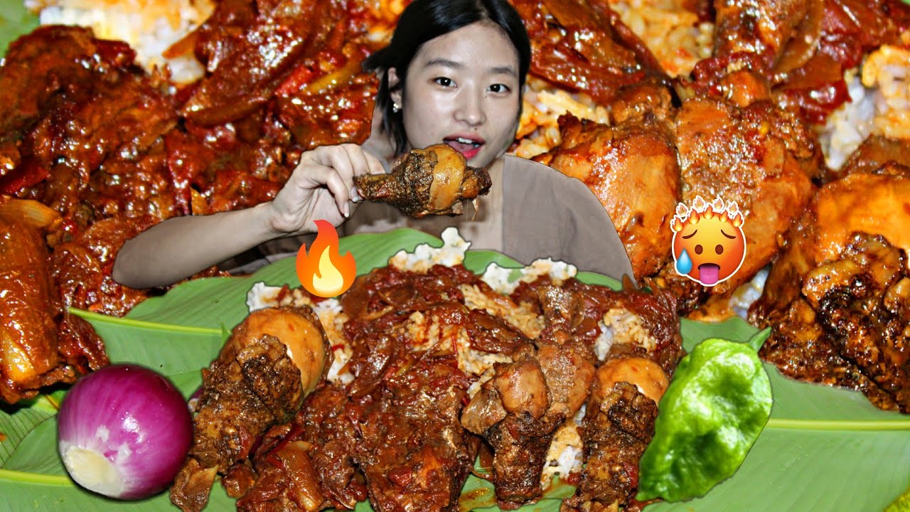 Gravy Chicken With White Rice 🔥| Mukbang |