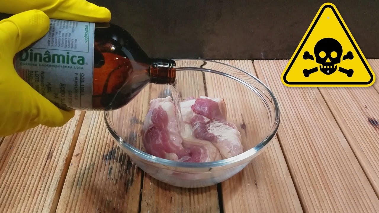 Coloquei Ácido Sulfúrico na CARNE e olha o que aconteceu!