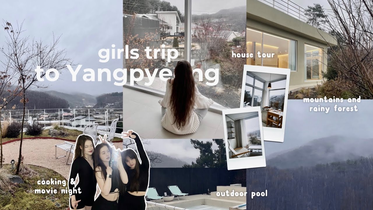 ✈️🤍trip to Yangpyeong, Korea: outdoor pool, cooking, hot tub, movie night, mountains & rainy forest