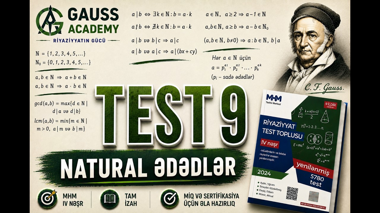 MHM riyaziyyat test toplusu (yeni nəşr). Natural ədədlər. Test 9