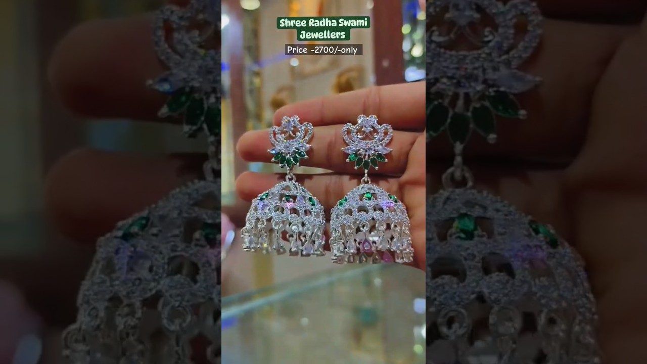 Silver jhumka with green Cristal #shorts #jewellery #jewellerydesign #jewelry #trending #viralvideo