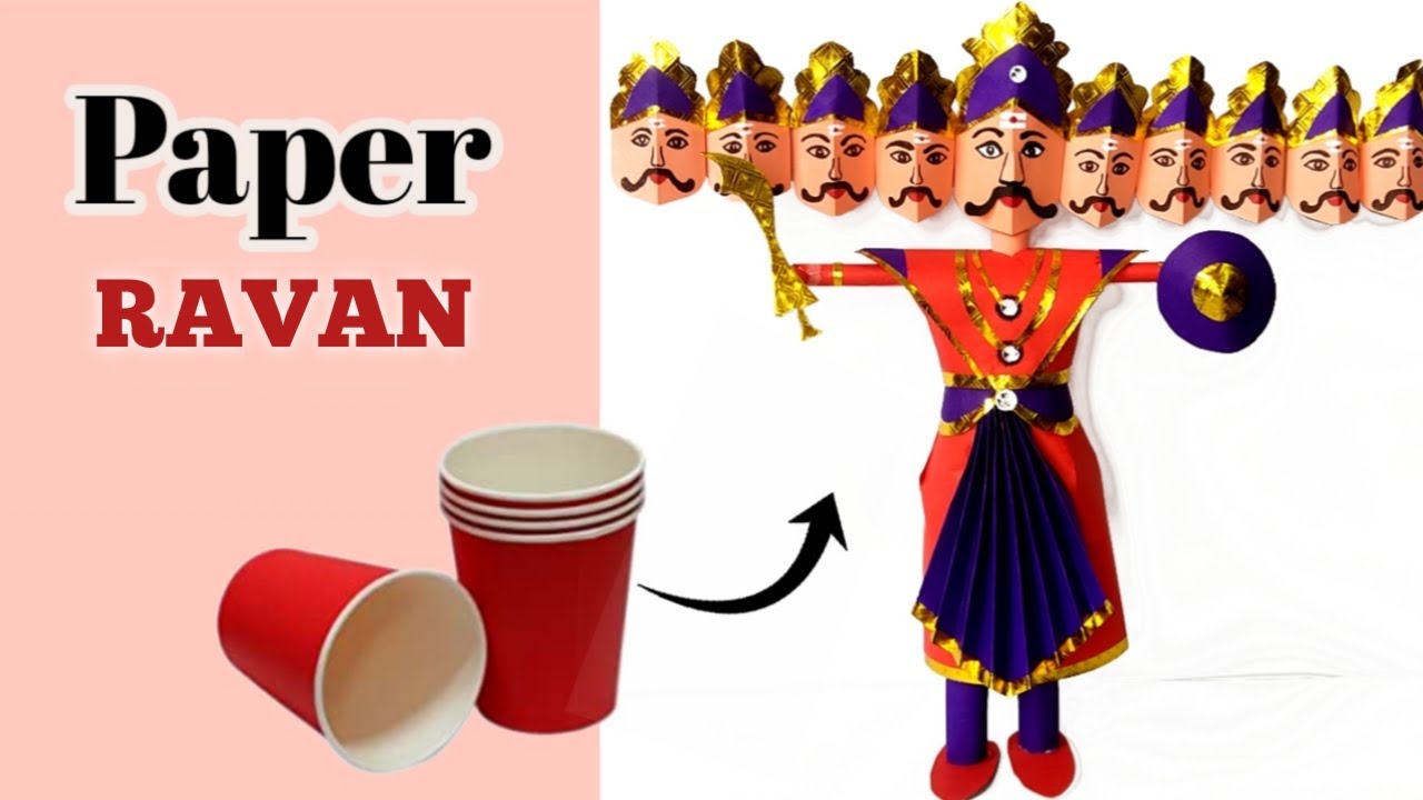 How to make ravan with paper/dussehra craft/paper cup craft/ravan kaise banate hain