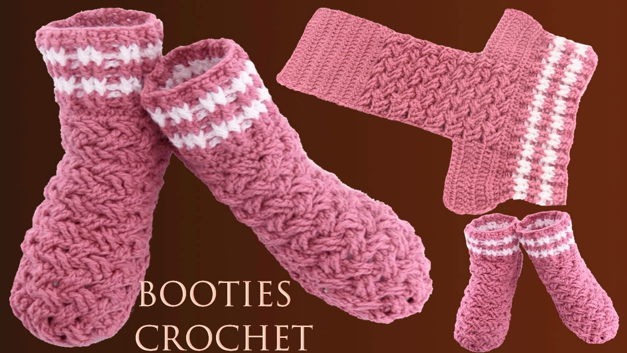 Zapatos a Ganchillo Crochet tamaño adulto en Punto Entrecruzado fácil de tejer con gancho