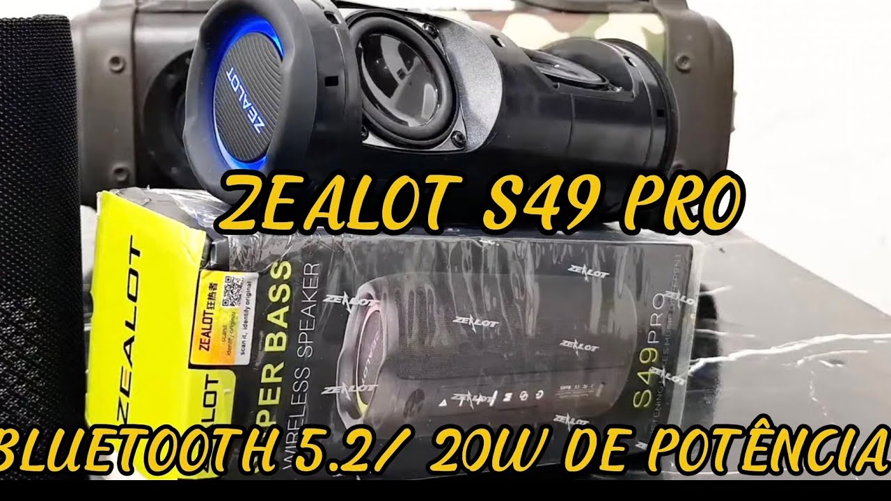 CAIXA DE SOM ZEALOT S49 PRO, BLUETOOTH 5.2 / 20W DE POTÊNCIA