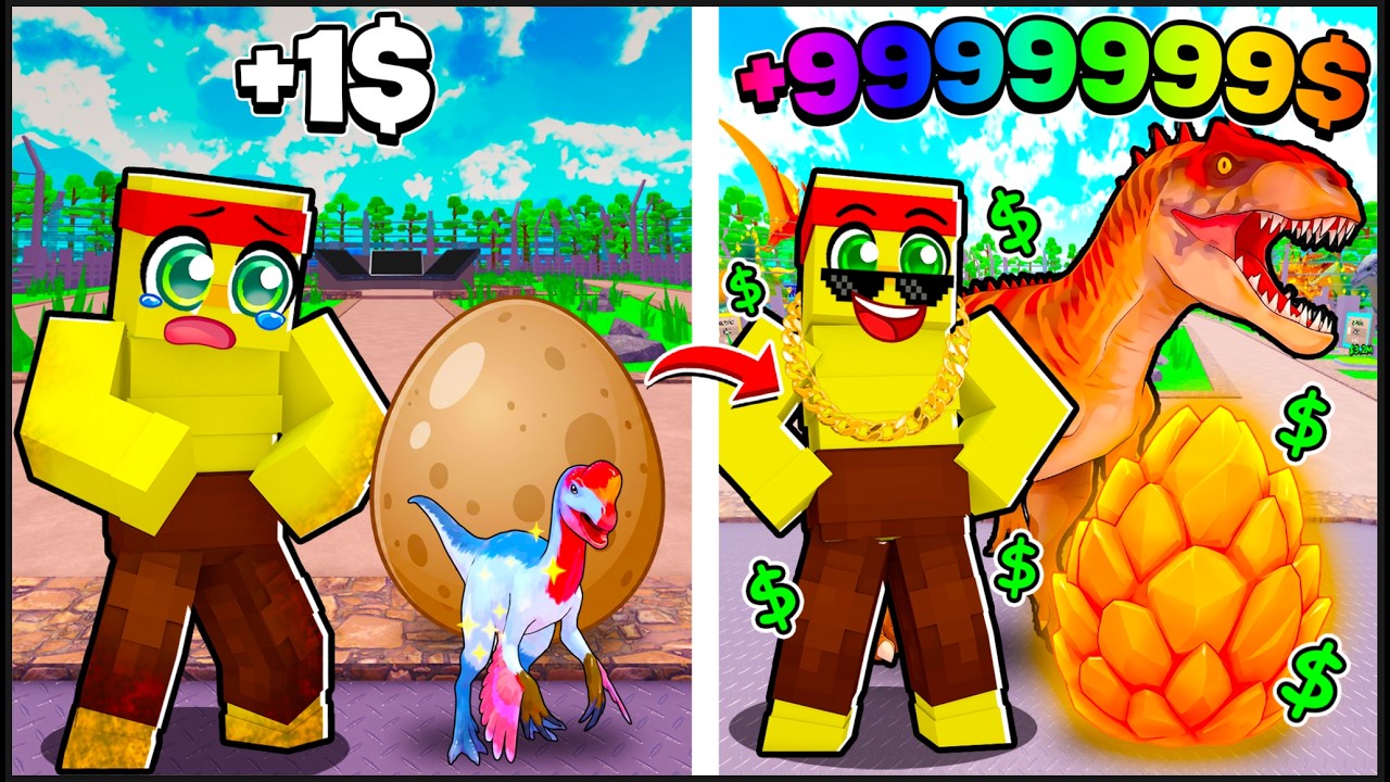 ANH G&Agrave; MC X&Acirc;Y DỰNG C&Ocirc;NG VI&Ecirc;N KHỦNG LONG KHỔNG ĐỒ TỪ 0$ ĐẾN 9,999,999$ TRONG ROBLOX!