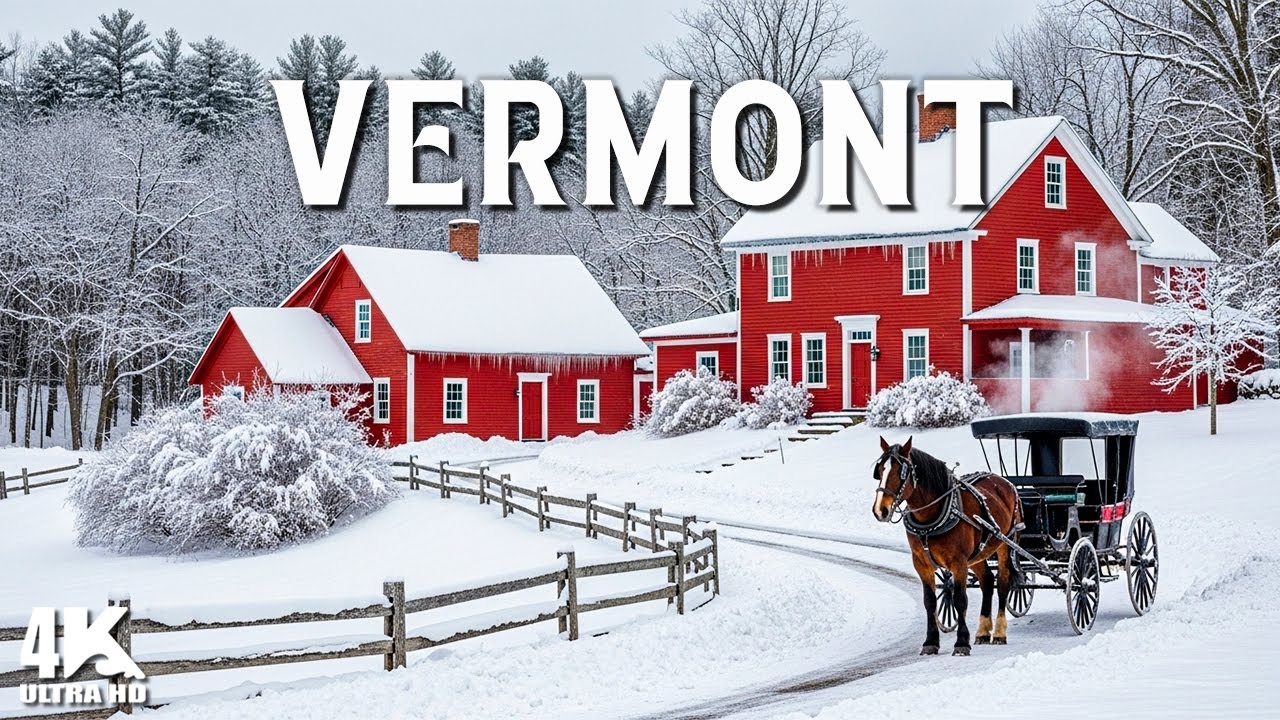 VERMONT WINTER 4K | Snowy Villages, White Mountains & Tranquil New England