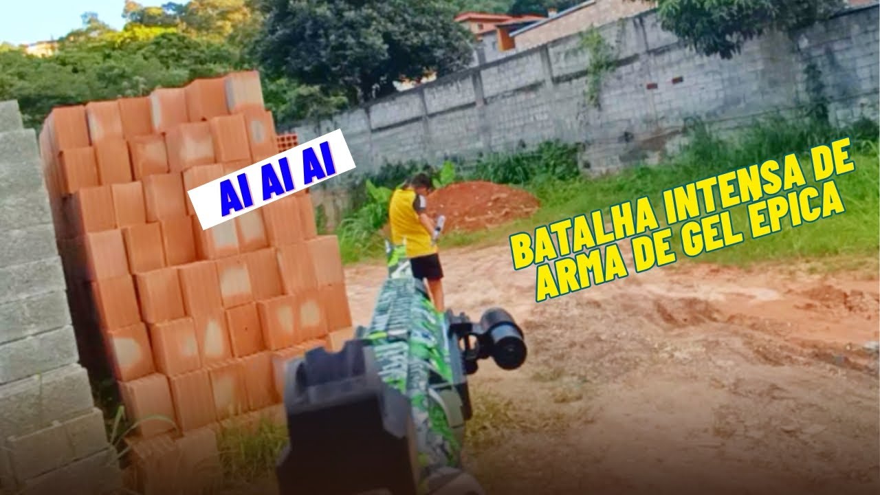 Guerrinha de arma de gel épica com meus amigos, batalha intensa 