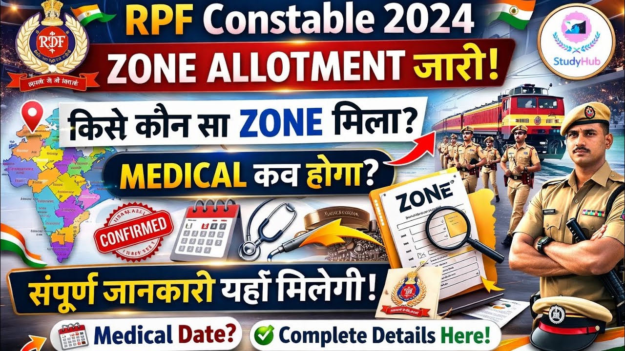 RPF Constable 2024 Zone Allotment जारी | किसे कौन सा Zone मिला? | Medical कब होगा?