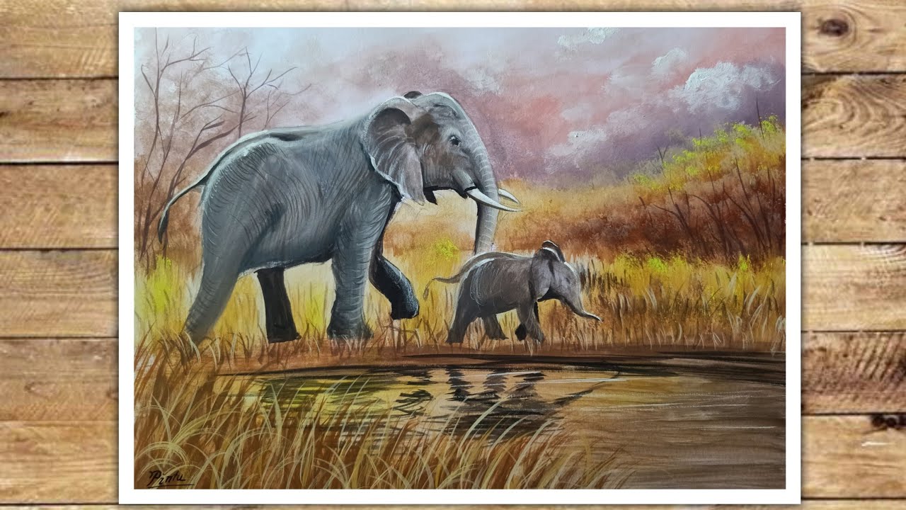 How to draw elephant step by step | Poster Colour Painting