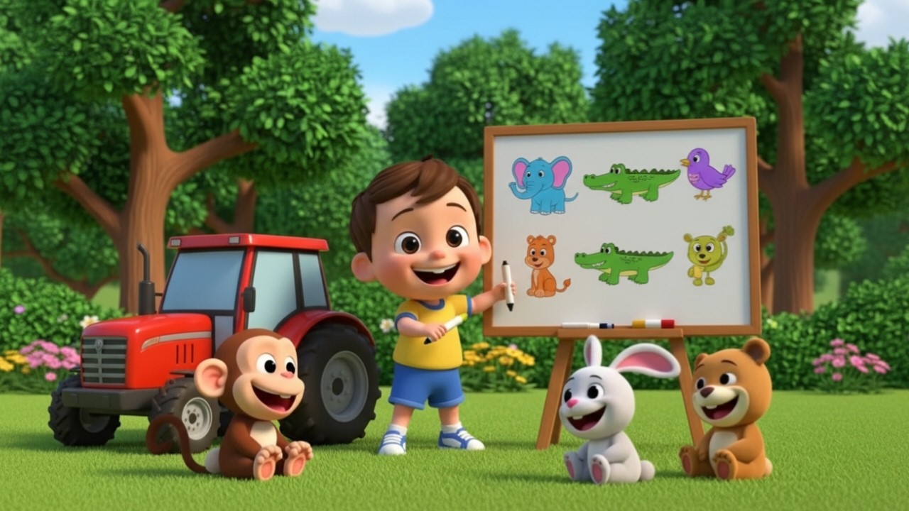 Baby Boy Fun Time | Animals Drawing & Tractor Adventure