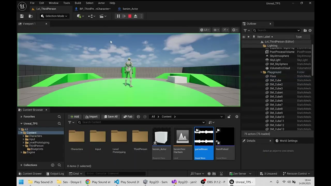 Unreal Engine 5 oyun motorunda Blueprint komutlarından Play Sound at Location komutu nedir