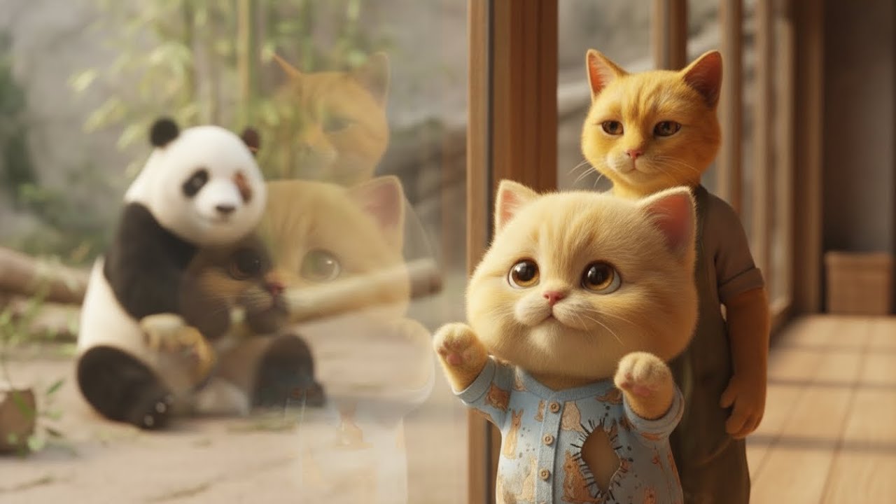 Ginger Kitten Finally Saw the Panda She Dreamed Of | MamaCat & BabyKitty