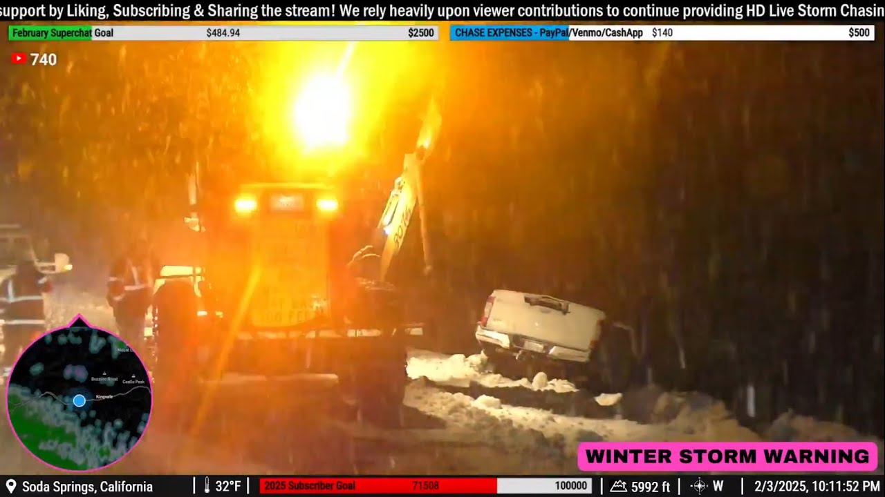 Heavy Snow Begins to Impact CA Mountains (2/3/25) - (Live Storm Chase Archive)