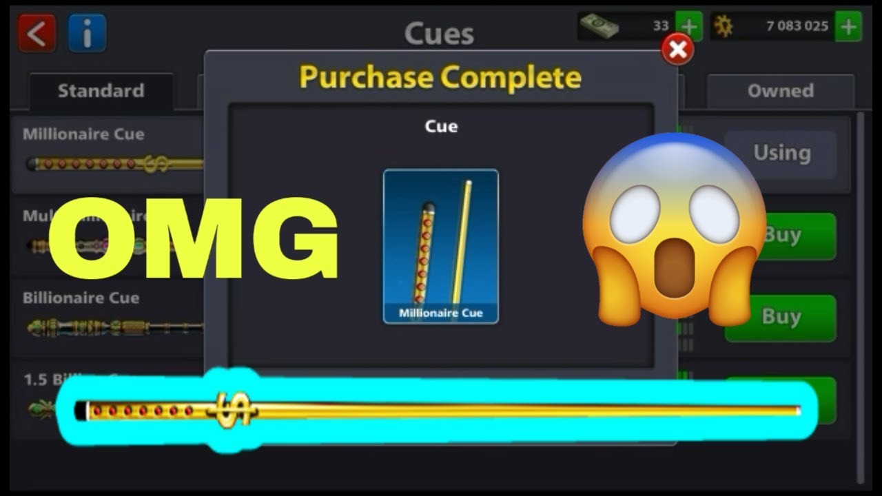 8 Ball pool millionaire cue Buying..