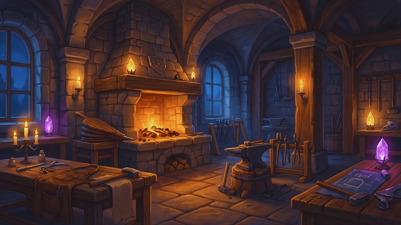 Dwarven Forge After Hours 🔨 | D&D Lofi Ambience for Rest, Sleep & Writing