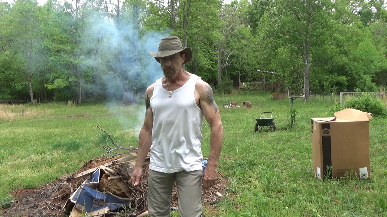 SPRING BURN in the YARD & Cutting Grass | Off Grid, Cabin Build, Homesteading