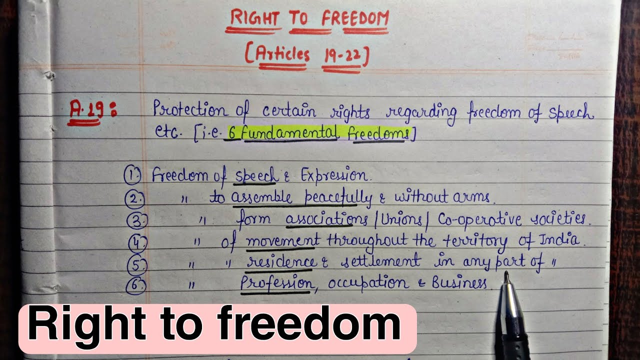 Right to freedom (Articles 19-22) || Handwritten Notes || Lec.14 || Indian Polity || An Aspirant !