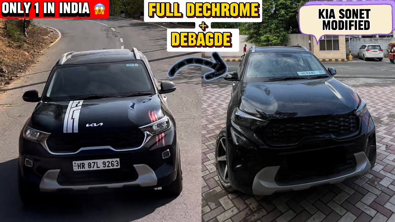 Kia Sonet Transformed!😱 Full Dechrome + Debadged 🔥| Fully Modified Sonet | Only 1 in India |