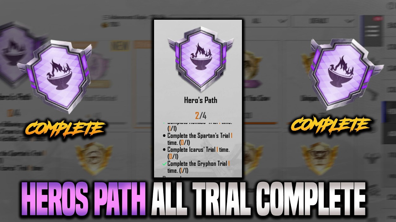 HOW TO COMPLETE HERO PATH ACHIEVEMENT PUBG MOBILE/BGMI | ALL TRIAL COMPLETE HERO PATH ACHIEVEMENT