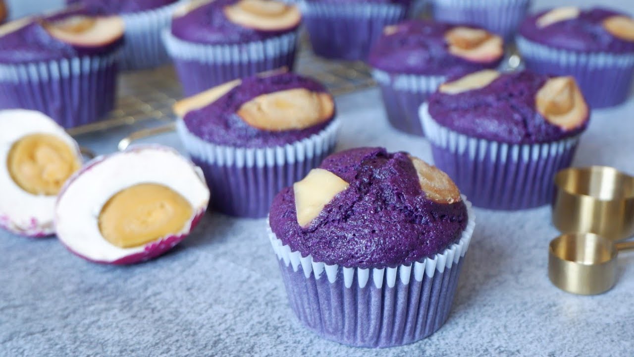 Salted Egg Ube Muffins