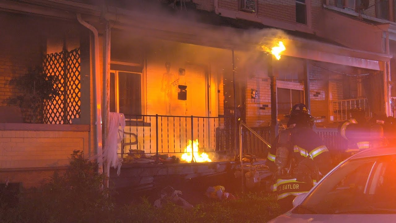 3-ALARMS:  Allentown Firefighters battle this rowhome fire and rescue 2 civilians