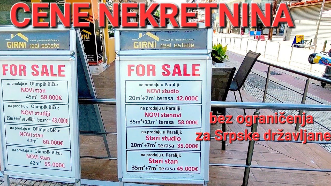 CENE NEKRETNINA U OBLASTI OKO KATERINIJA PARALIA I OLIMPIC BEACH,CENE NOVIH I STARIH STANOVA